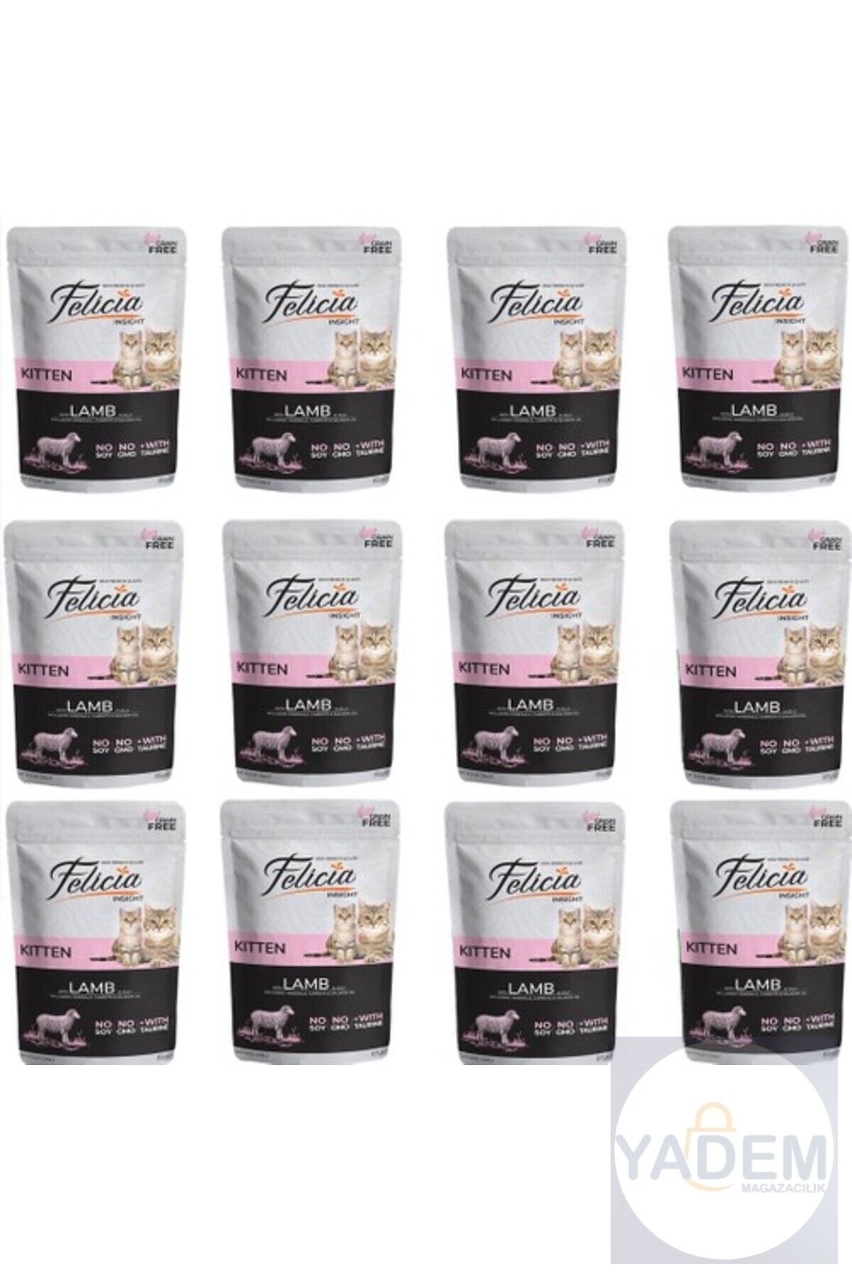 Tahılsız 85 gr Pouch Yavru Kuzu Etli Yaş Kedi Maması 12 Adet