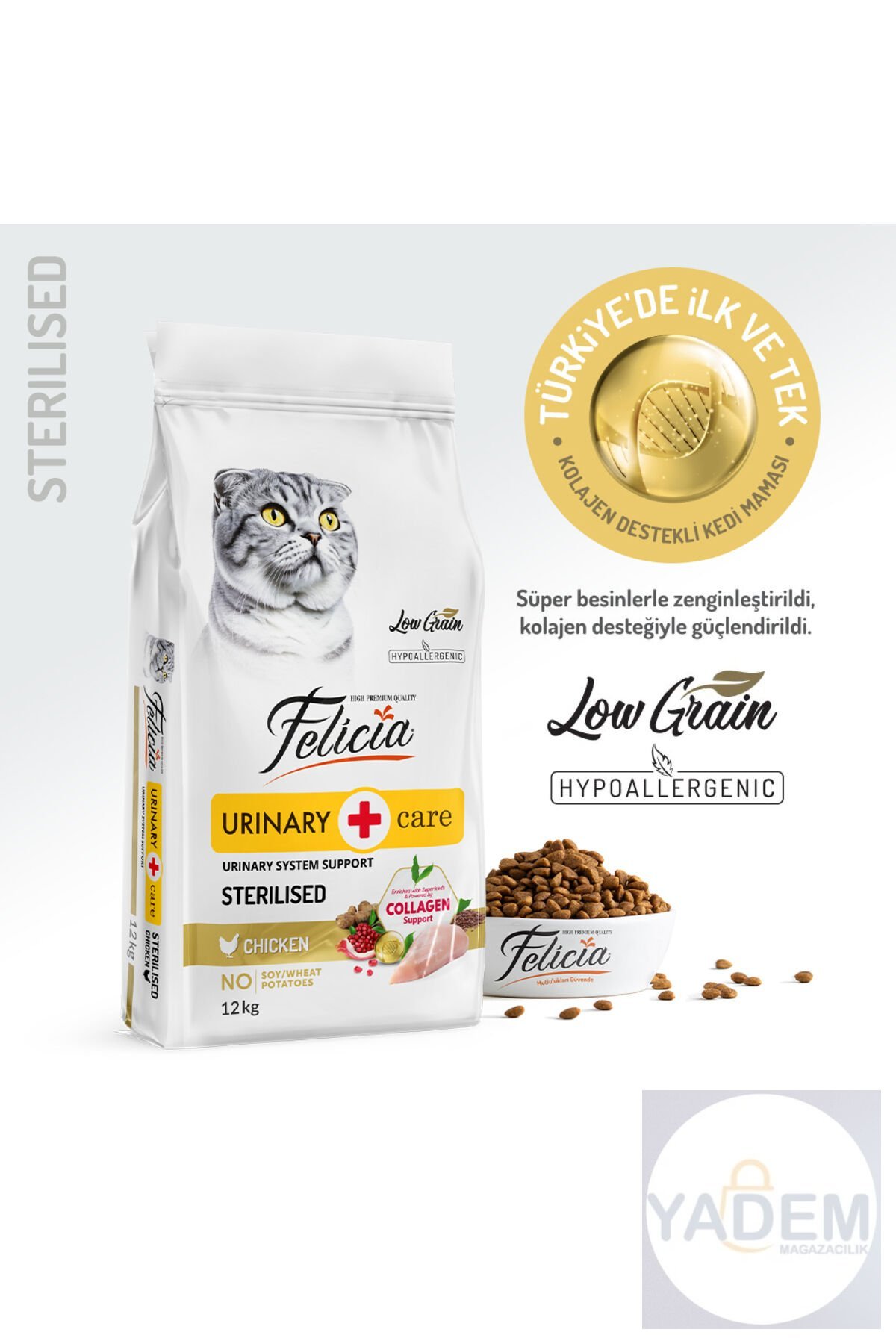 12 Kg Kolajenli Tavuklu Az Tahıllı Kısırlaştırılmış Kedi Maması