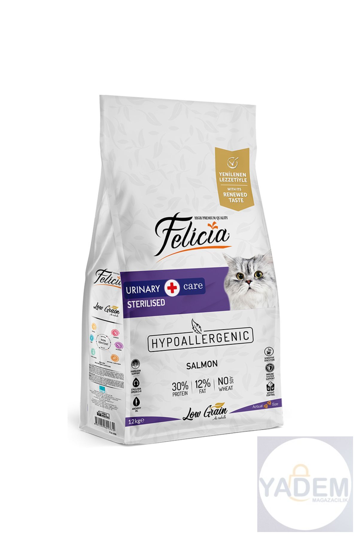 12 Kg Sterilised Somonlu Az Tahıllı HypoAllergenic Kedi Maması