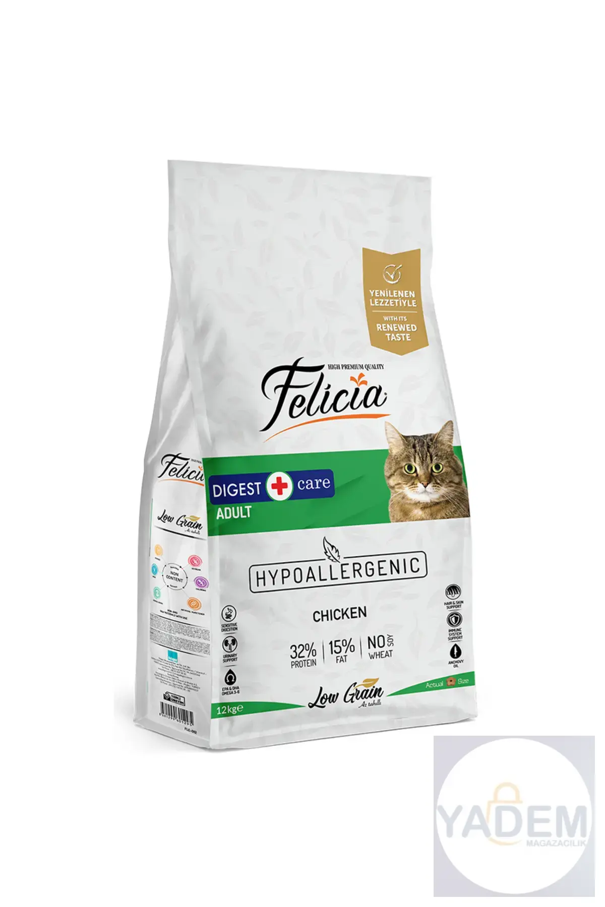 12 Kg Yetişkin Tavuklu Az Tahıllı HypoAllergenic Kedi Maması