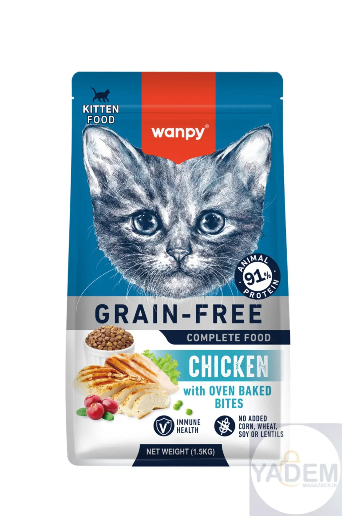 Tahılsız Süper Premium %89 Hayvansal Protein İçerikli Tavuklu 1.5 Kg Yavru Kedi Maması