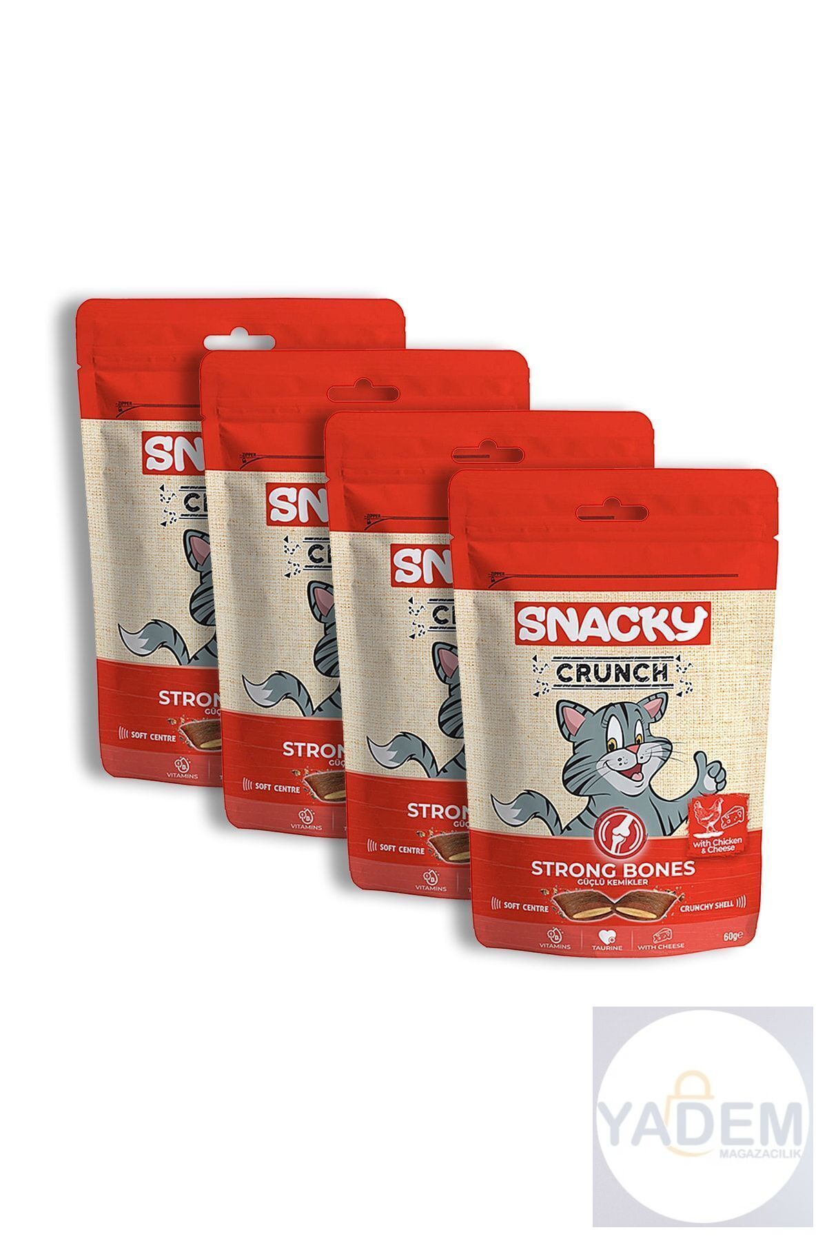 Crunch Kedi Ödül Maması - Strong Bones - Tavuklu Peynirli - 4'lü Paket