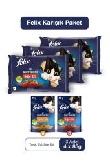 Karışık Yavru Kedi Yaş Maması 12 x 85 gr (6 Adet Tavuklu ve 6 Adet Sığır Etli)