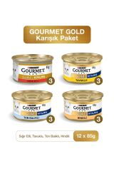 Gold Karışık Kedi Konserve Maması 85g X 12adet Ekonomik Paket