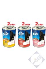 3 Çeşit Felix Karışık Konserve Yetişkin Maması 6 X 400 gr