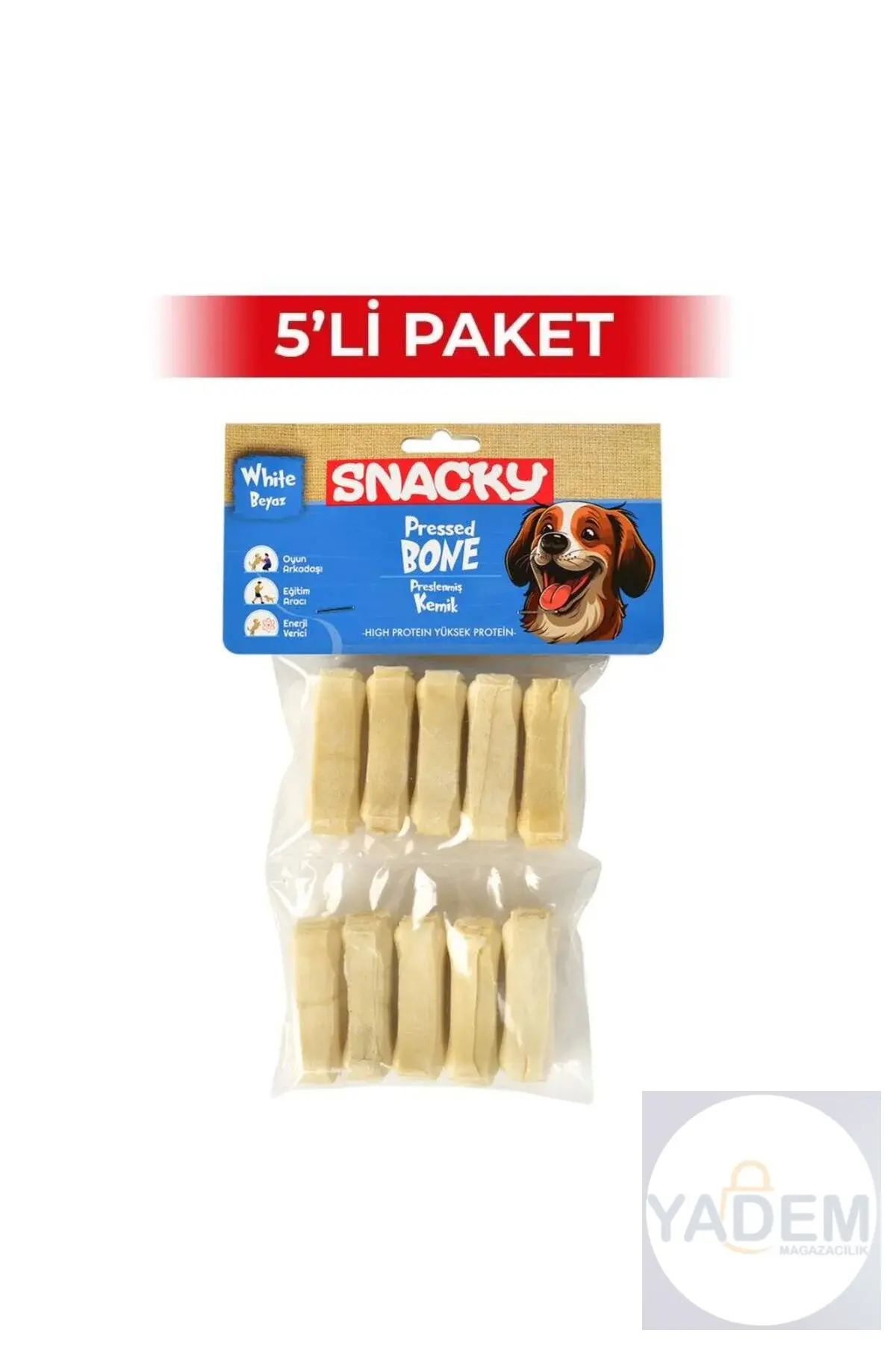 Beyaz Köpek Çiğneme Kemiği 5 cm 10'lu 5 Paket
